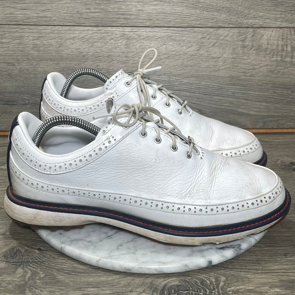 Adidas Golf Shoes Mens 9 White Wingtip Brogue Boost Spikeless Leather Comfort